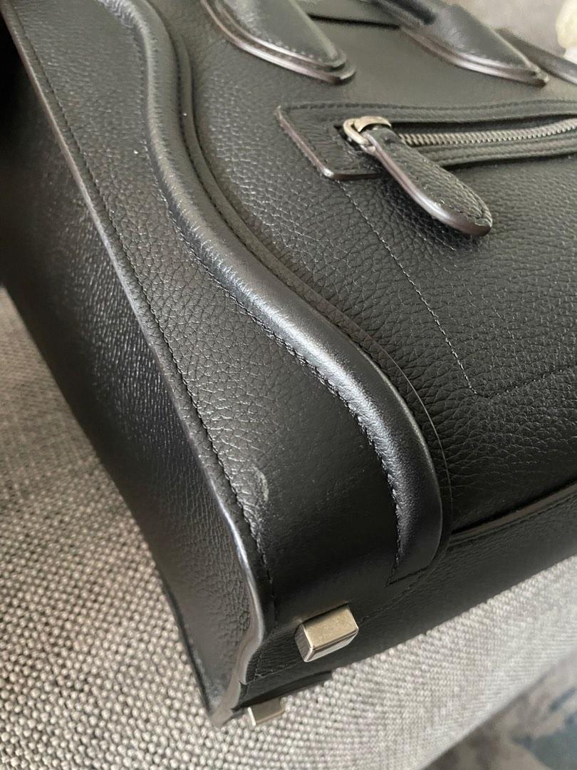 Celine Micro Luggage Drummed Leather black Luxury Bags