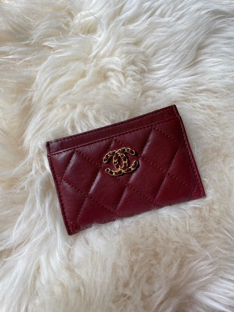 Chanel cardholder burgundy, Luxury, Bags & Wallets on Carousell