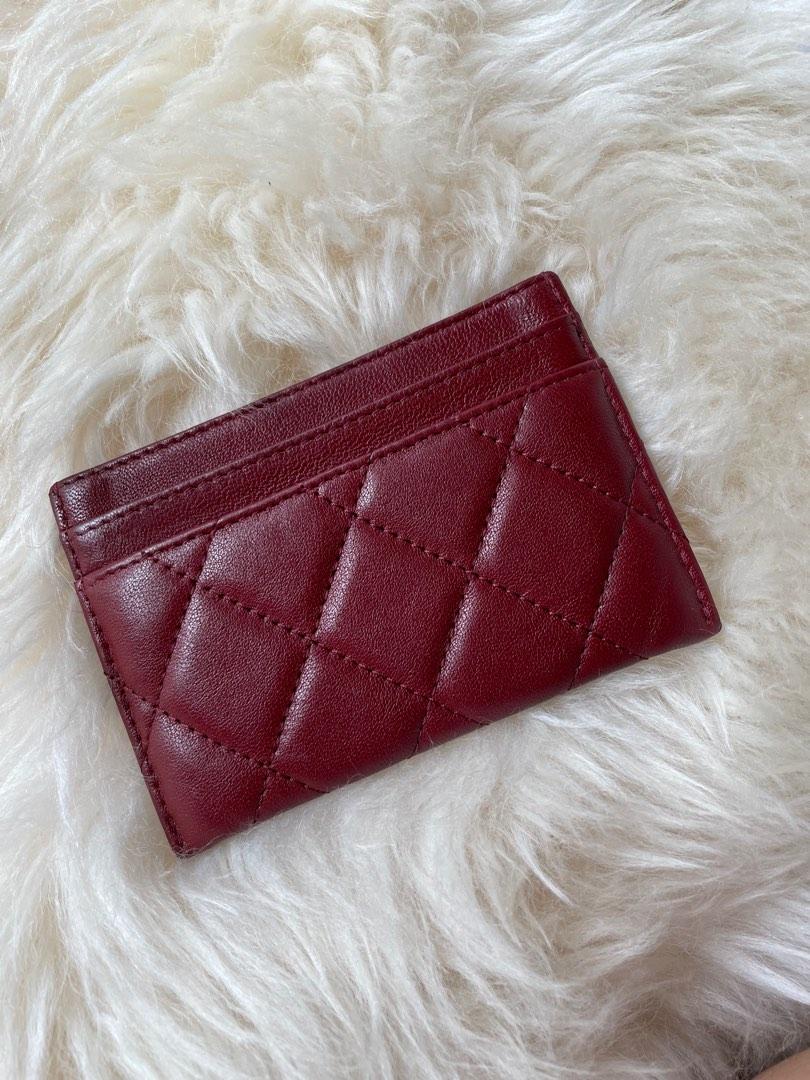 Chanel cardholder burgundy, Luxury, Bags & Wallets on Carousell