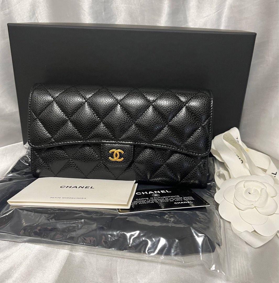 Chanel caviar long flap wallet bag., Luxury, Bags & Wallets on