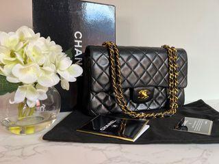 Chanel vintage lambskin black gold hardware bag