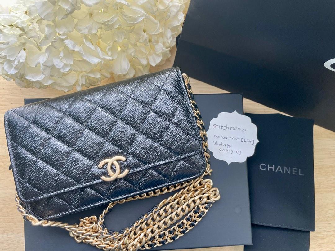 Chanel WOC Wallet On Chain In Black Lambskin With Silver Hardware