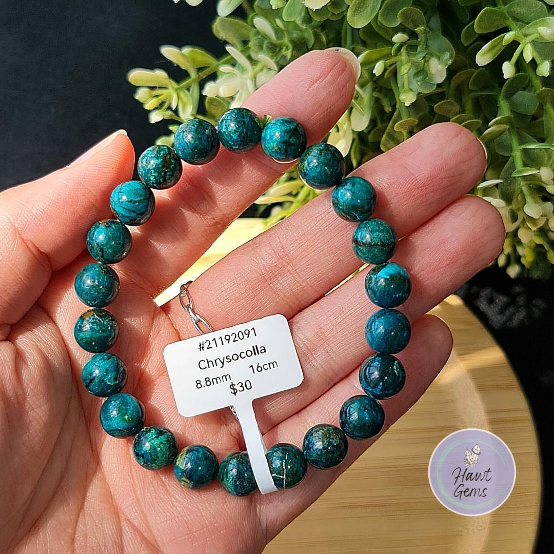 Chrysocolla Bracelet with Cert. Crystal fashion Women s Fashion