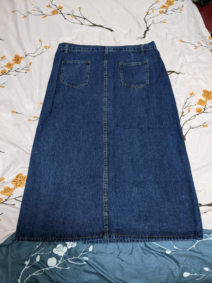 Dark Blue Midi Denim Skirt 4XL Women s Fashion Bottoms Skirts on Carousell