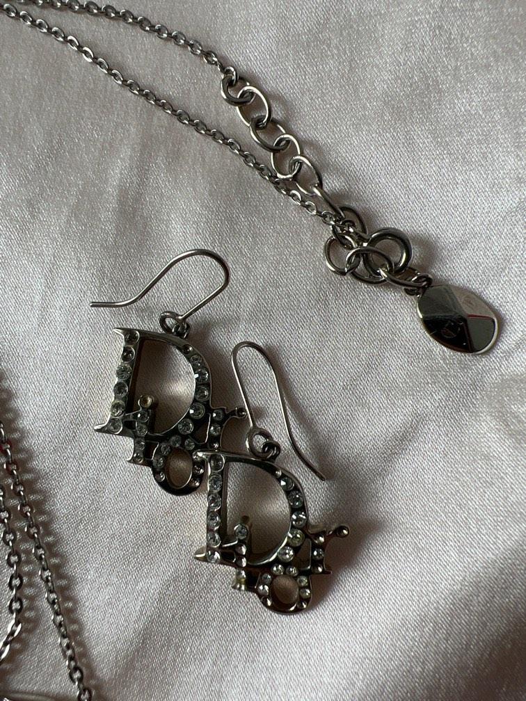 Dior logo earrings & necklace, Women's Fashion, Jewelry & Organisers