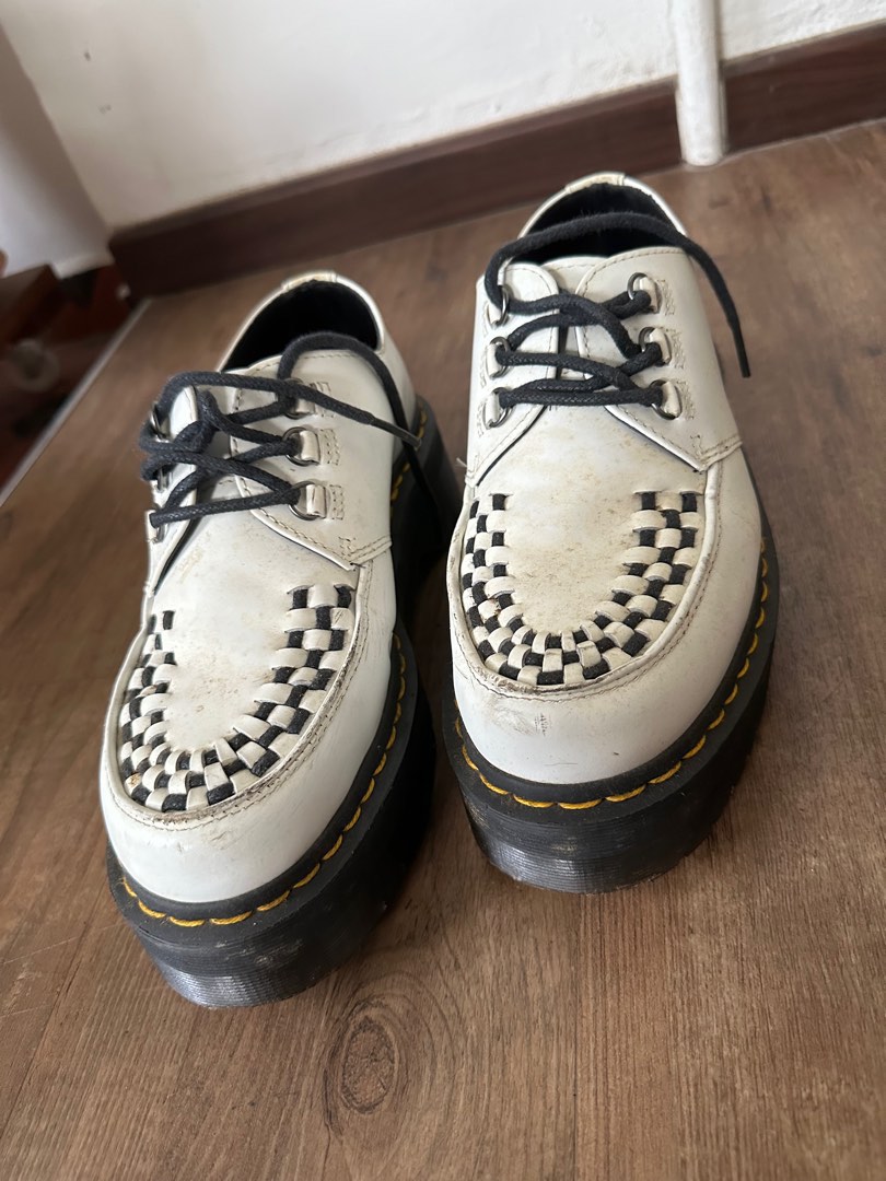 Dr Martens Limited Edition white checkered chunky quad platform
