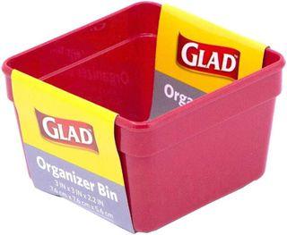 GLAD Plastic Mini Organizer Drawer Storage Tray Supplies   Red  Bin Tray Non Slip Feet 