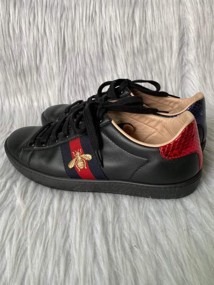 Gucci ace black on feet store