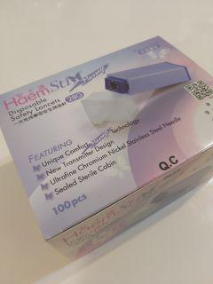 HaemSti Massage 28G Disposable Safety Lancet 100's (sealed) 安士滴一次性按摩型安全採血針 (未開封)