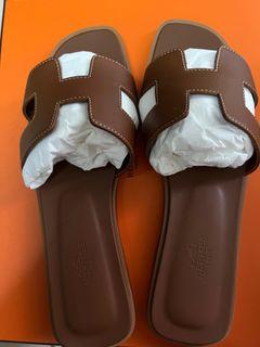 Hermes oran sandals gold complete set with rec