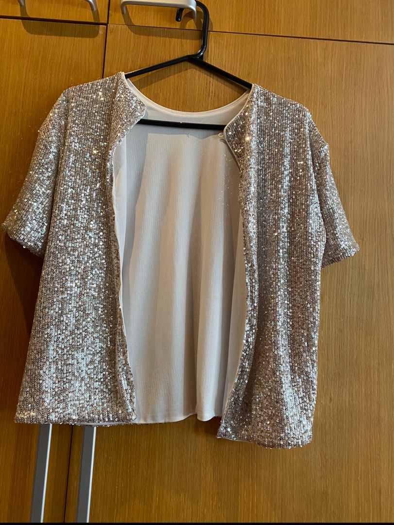 Gold sales sequin cardigan