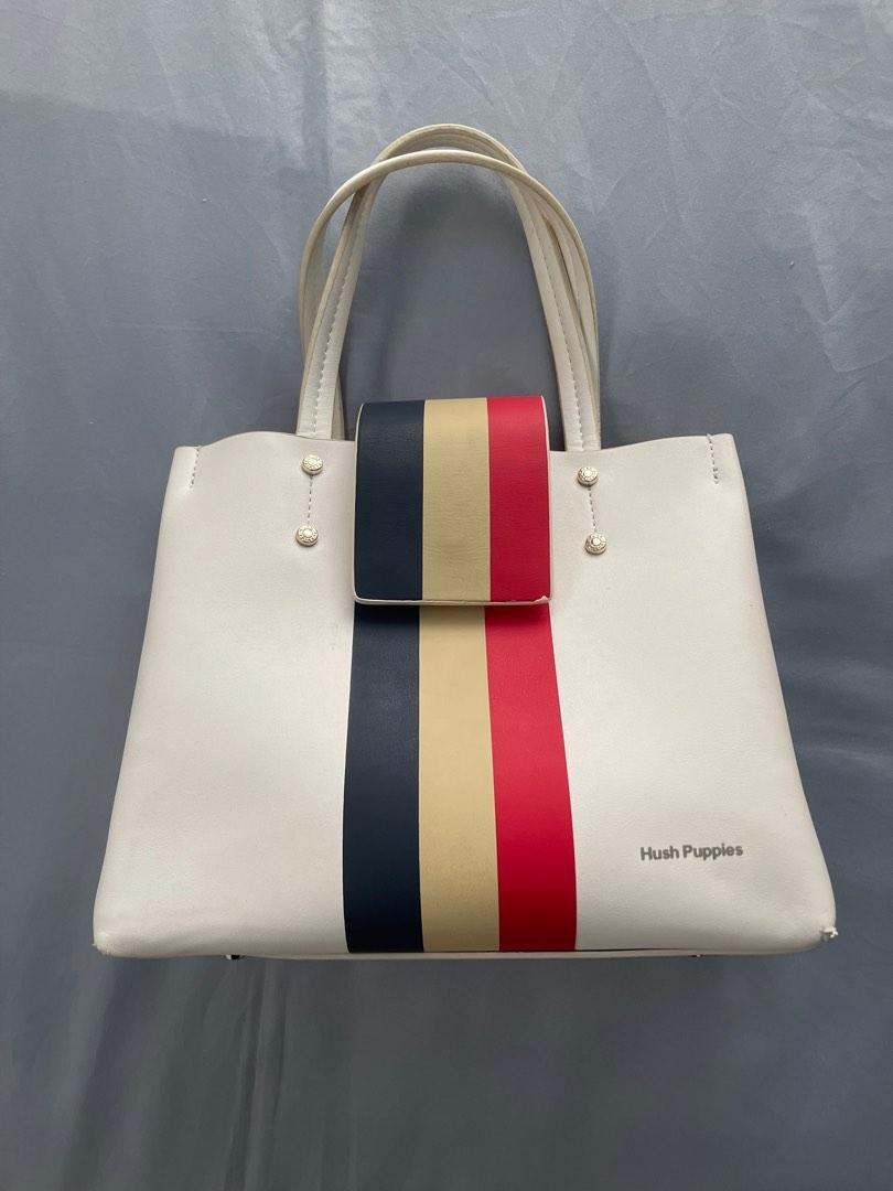Hush Puppies White with Blue, Yellow, & Red Stripe Sling Bag, Women's