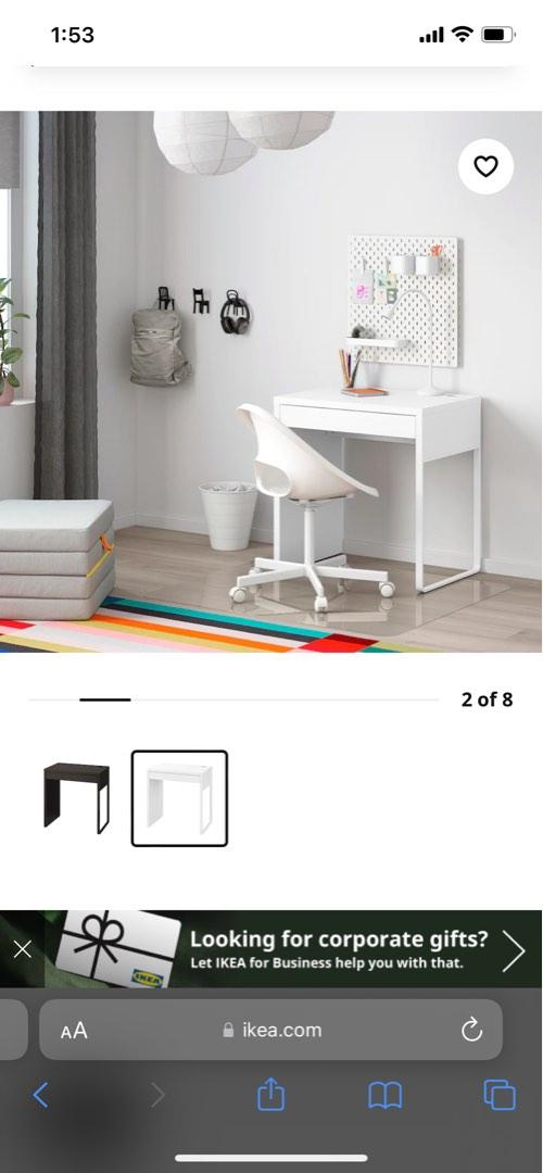 Pair of Ikea Micke Desk (ie 2 pieces), Furniture & Home Living