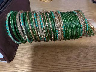Indian bangles gold and green