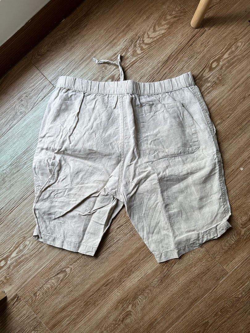 MUJI Linen Shorts Mens Medium Beige Cargo Pockets
