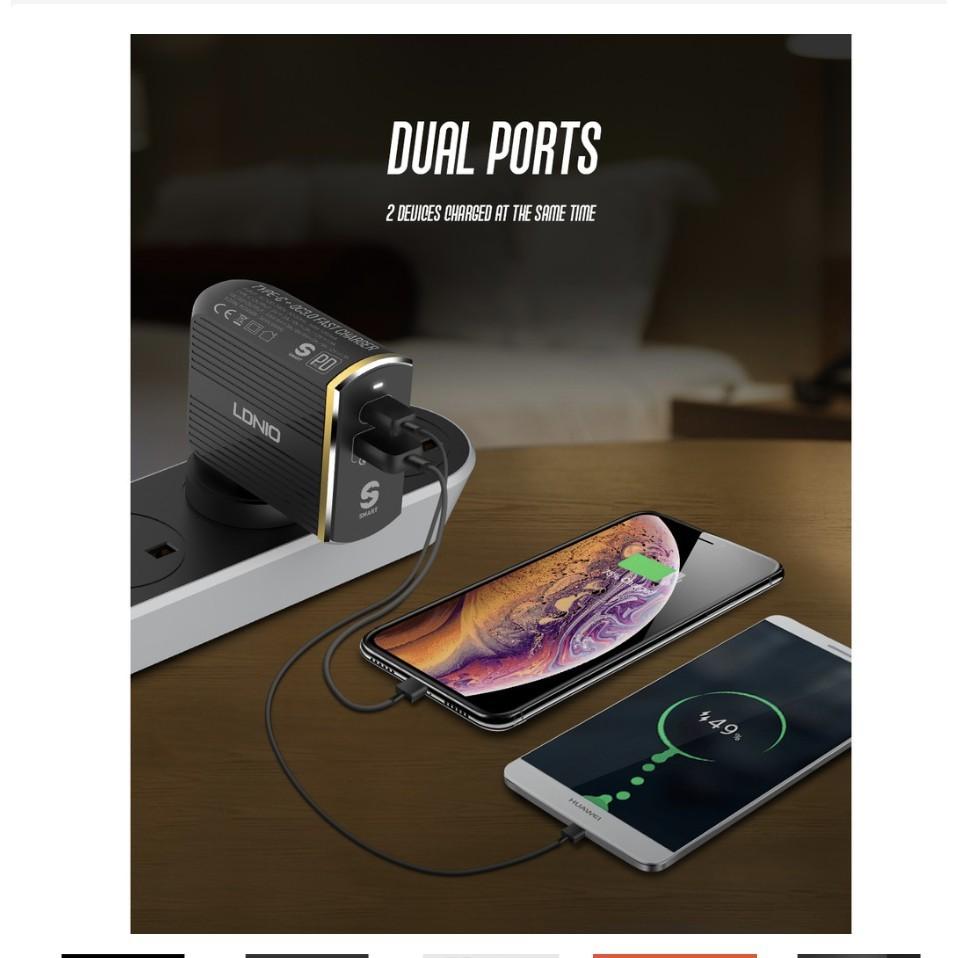 LDNIO A2502C PD + QC3.0 Fast Travel Charger Expert With USB Port & Type ...