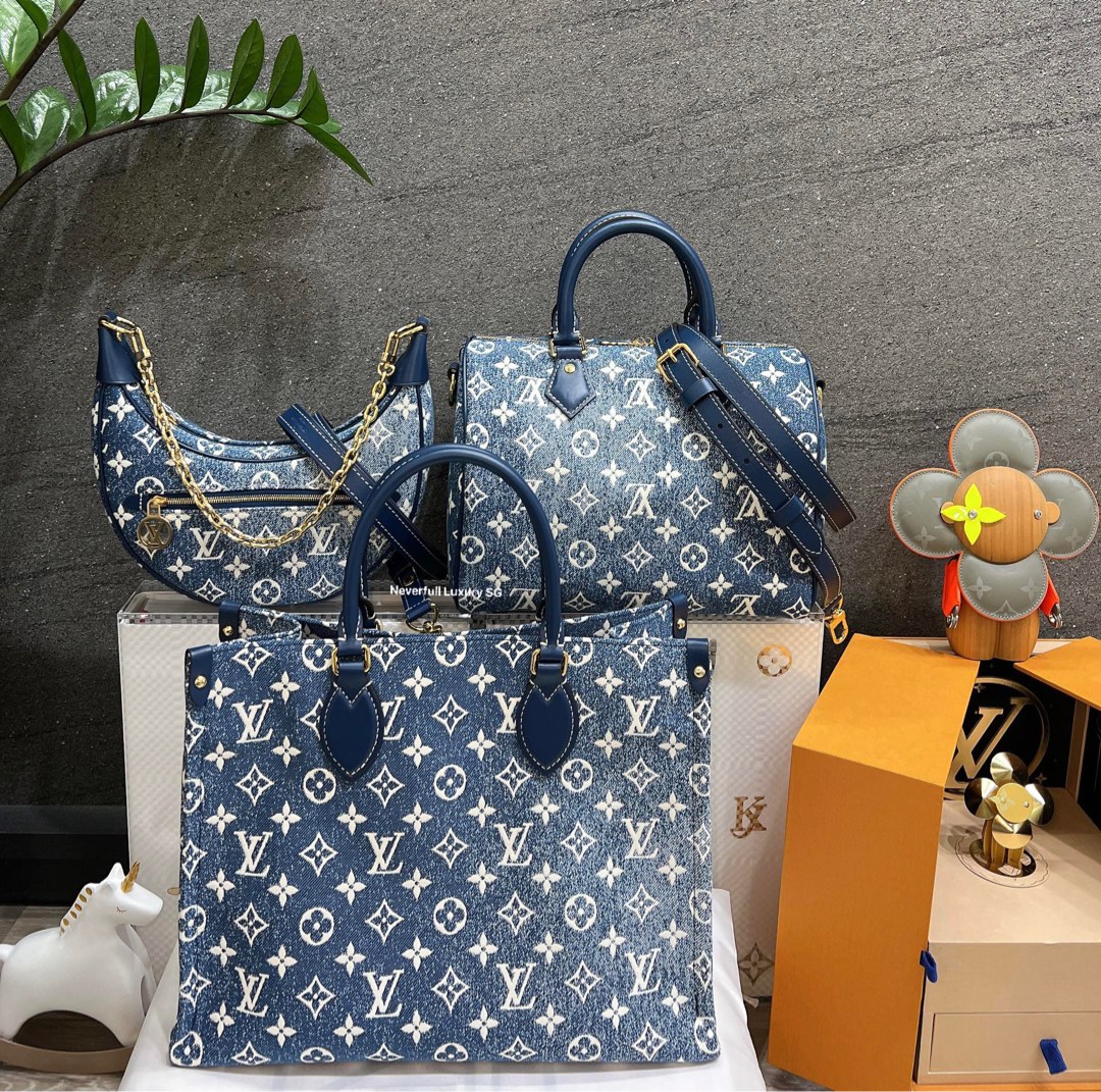 Louis Vuitton Micro Speedy Bag Charm Monogram Jacquard Denim Blue