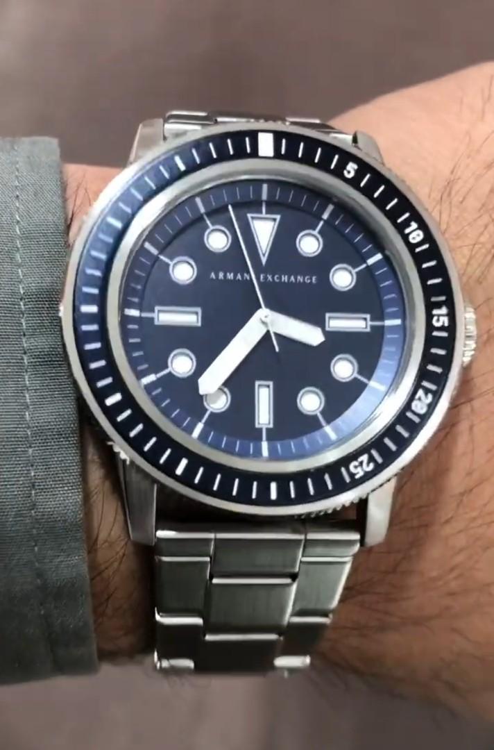 Lowest Price Armani Exchange Men s Blue Dial Stainless Steel Watch RETAIL PRICE 320 armani Birthday gift birthday BRAND NEW IN BOX