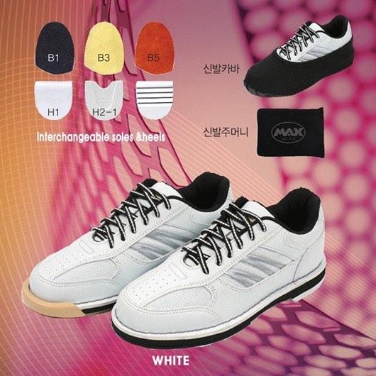 PREORDER* Max Rise T-1 White Bowling Shoes Replaceable Slide Sole and Heel,  Sports Equipment, Sports & Games, Billiards & Bowling on Carousell