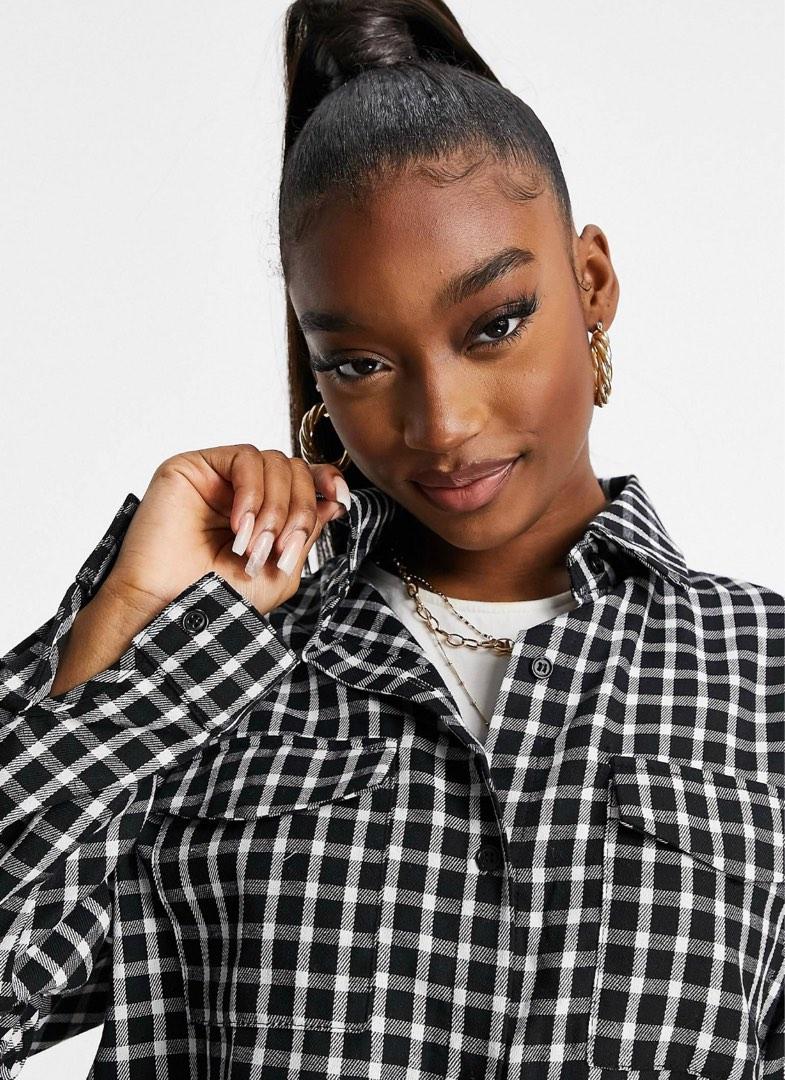 Misguided fleeced oversized shirt Women s Fashion Tops Shirts