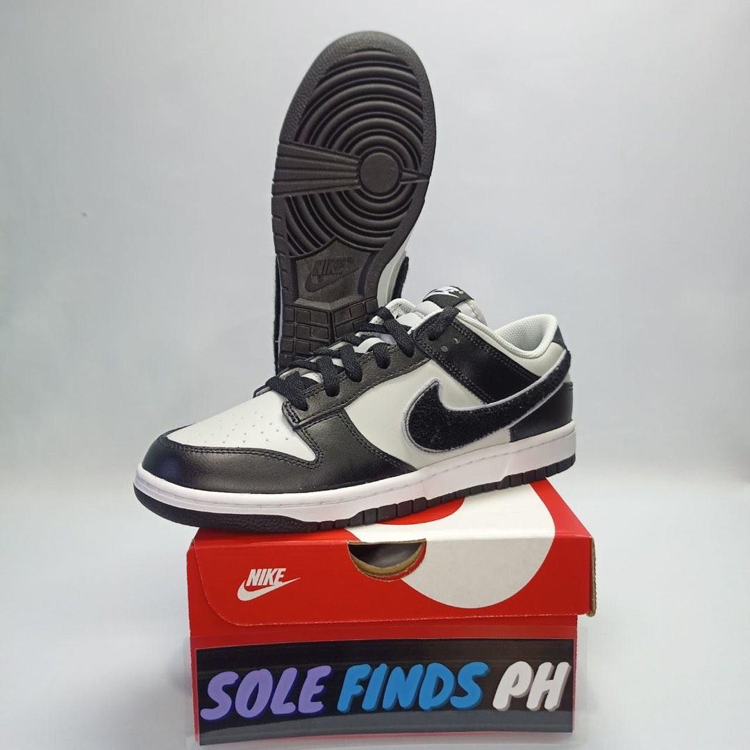 Nike Dunk Low Chenille Swoosh Black Grey Fog size 9 US onhand!, Men's Fashion, Footwear 