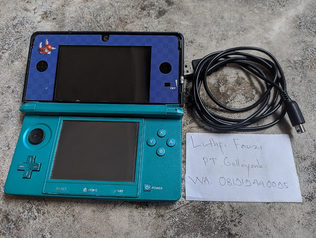 Nintendo 3DS not XL Aqua Blue CFW Luma 16GB 07, Video Game, Konsol di
