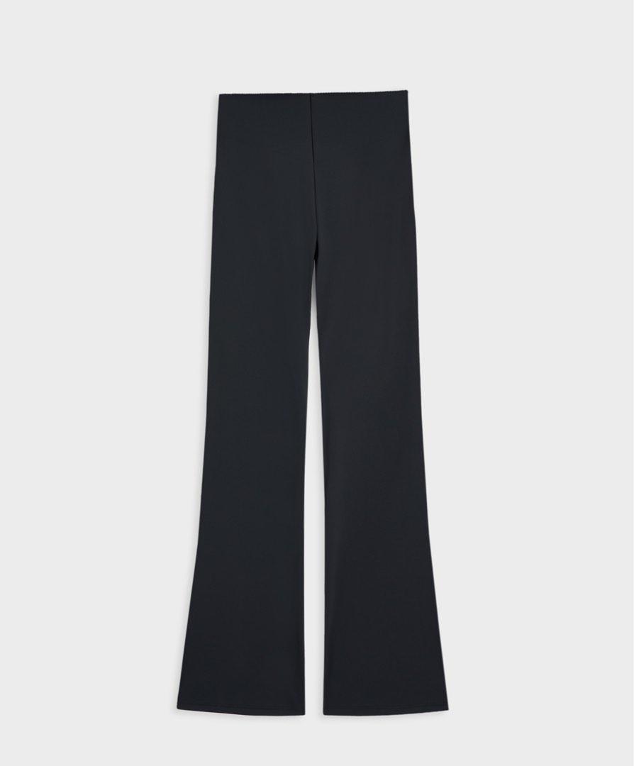 OYSHO LOW-RISE COMFORT FLARE - Trousers - black 