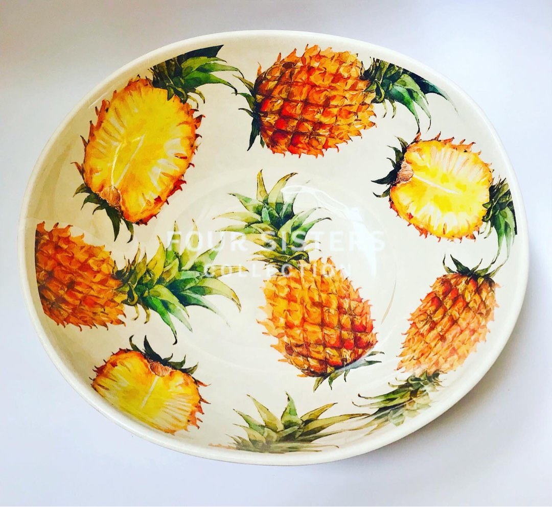 Pineapple Serving Bowl Super Thick & Heavy, Furniture & Home Living