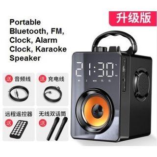 Portable Bluetooth, FM, Clock, Alarm Clock & Karaoke Speaker