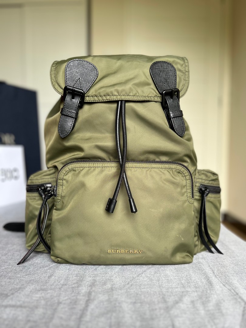 Pre loved Burberry army green backpack
