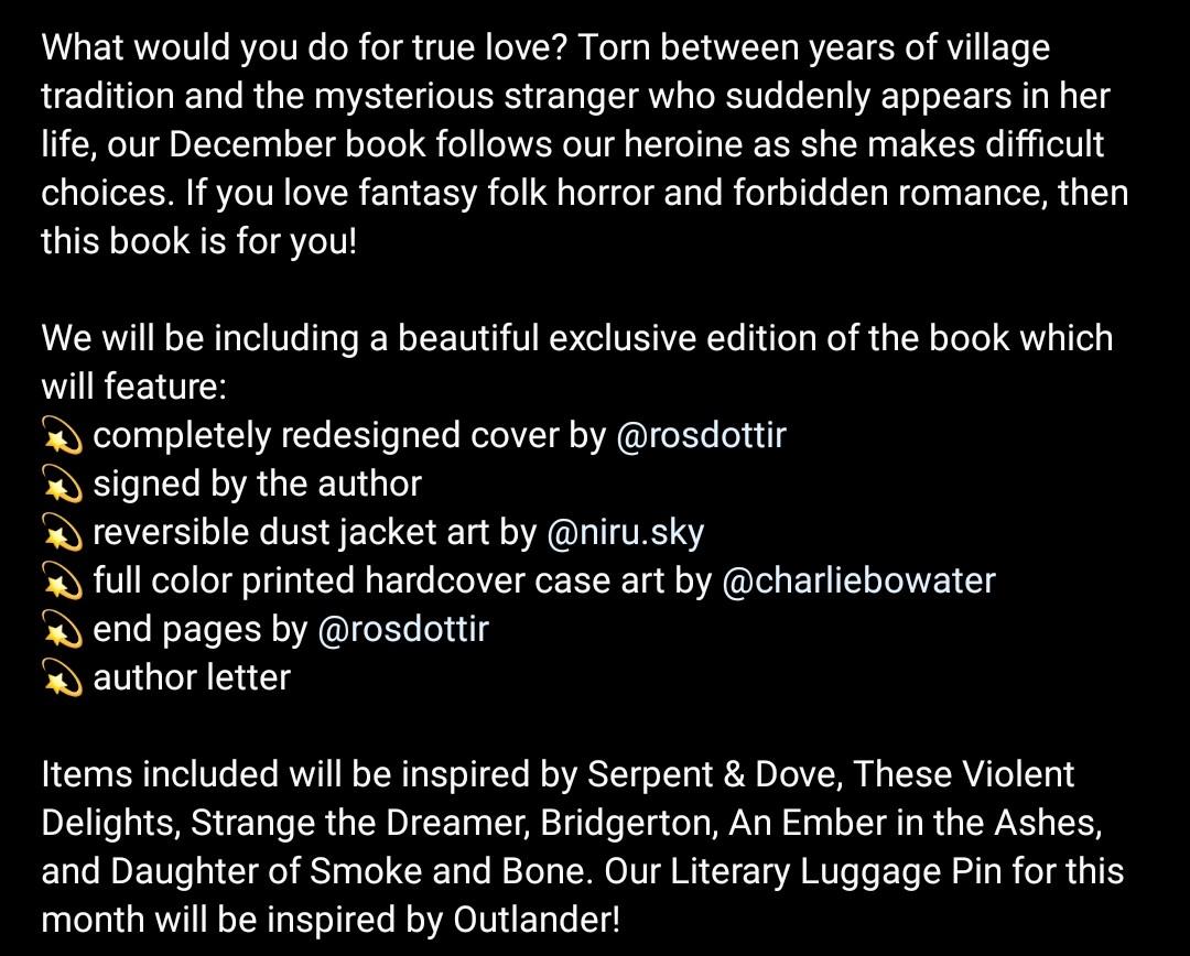 PRE-ORDER December Owlcrate Box (Category: Storybooks) located in San Fernando. Submitted by never_after (Listing ID 1193911759, Image 2). Description: 1 slot available Owlcrate Shipping : Dec ETA : 2 - 4 months after OC shipping Fullpayment : 4000 Installment : 4500 2250 DP/Reservation 2250 Dec 18.