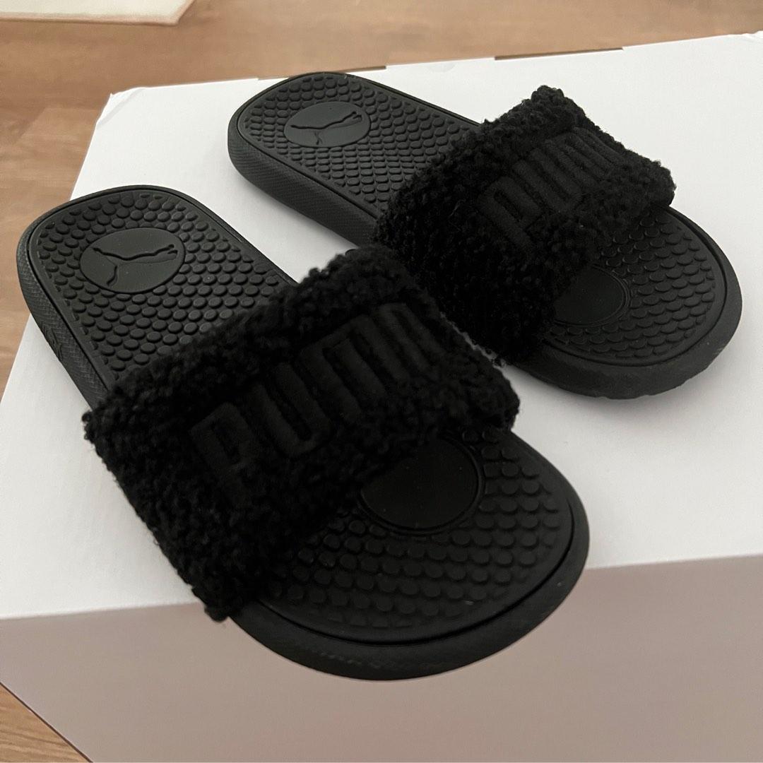 Puma Black Fur Slide Slipper