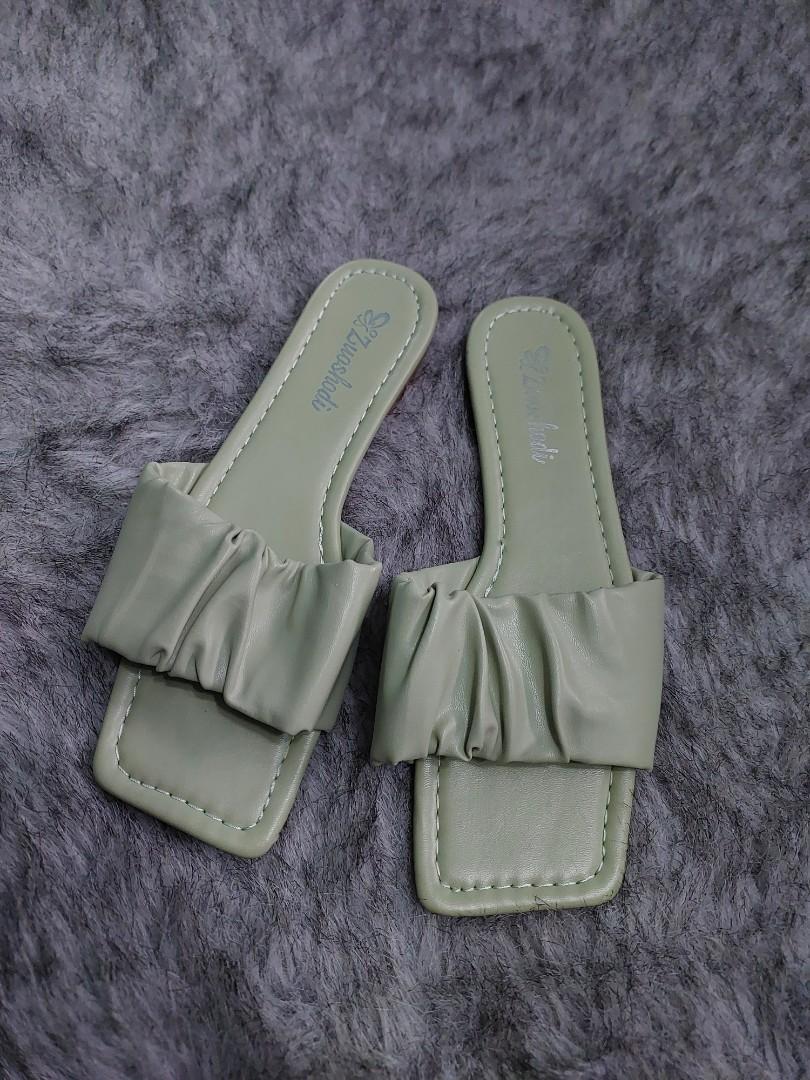 Sage green sandals, Women's Fashion, Footwear, Flats & Sandals on Carousell