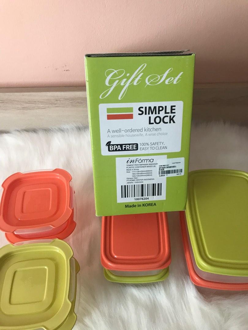 Simple Lock Plastic Container Gift set, Kitchen & Appliances di Carousell
