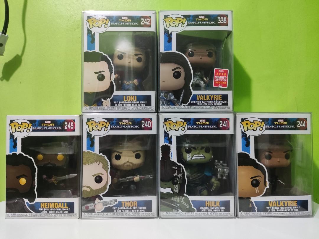 Thor Ragnarok Characters Funko Pop (Category: Figurines & Statues) located in Manila. Submitted by cee12 (Listing ID 1193834808, Image 2). Description: Thor Ragnarok Funko Pop Set 🔸Thor [240] - 8/10 BIB - PHP 500 ❌Hulk [241] - 7.5/10 BIB❌ 🔸Loki [242] - 8/10 BIB - PHP 500 🔸Valkyrie [244] - 10/10 NOOB - PHP 500 ❌Heimdall [245] - 7/10 BIB❌ 🔸Valkyrie 2018 Summer Collection Limited Edition [336] - 10/10 NOOB - PHP 1300 Free Boss Protector MOP: Ban
