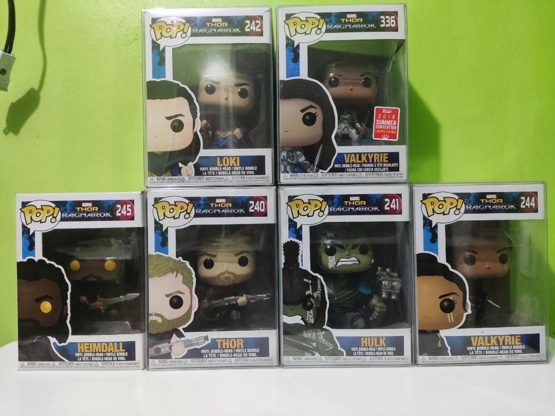 Thor Ragnarok Characters Funko Pop (Category: Figurines & Statues) located in Manila. Submitted by cee12 (Listing ID 1193834808, Image 3). Description: Thor Ragnarok Funko Pop Set 🔸Thor [240] - 8/10 BIB - PHP 500 ❌Hulk [241] - 7.5/10 BIB❌ 🔸Loki [242] - 8/10 BIB - PHP 500 🔸Valkyrie [244] - 10/10 NOOB - PHP 500 ❌Heimdall [245] - 7/10 BIB❌ 🔸Valkyrie 2018 Summer Collection Limited Edition [336] - 10/10 NOOB - PHP 1300 Free Boss Protector MOP: Ban