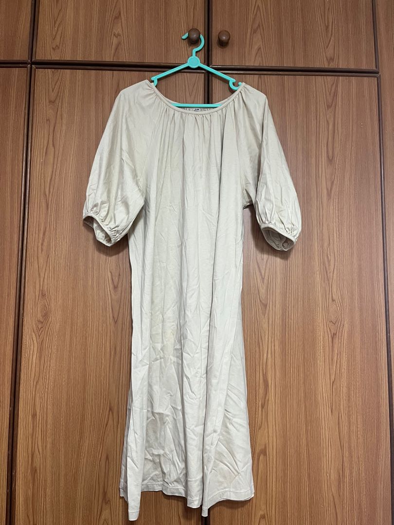 Uniqlo beige midi dress, Women's Fashion, Dresses & Sets, Dresses on