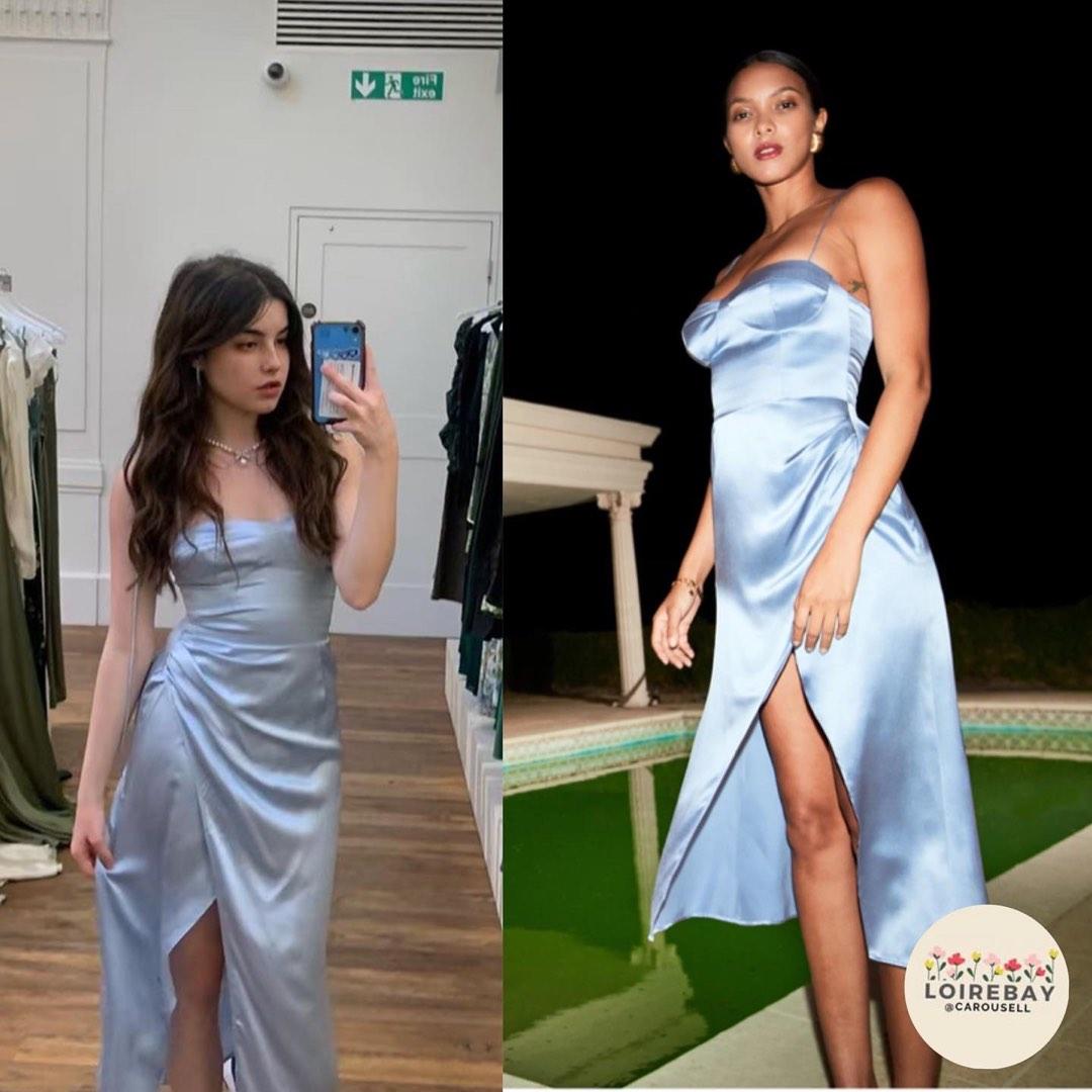 Reformation blue silk dress deals