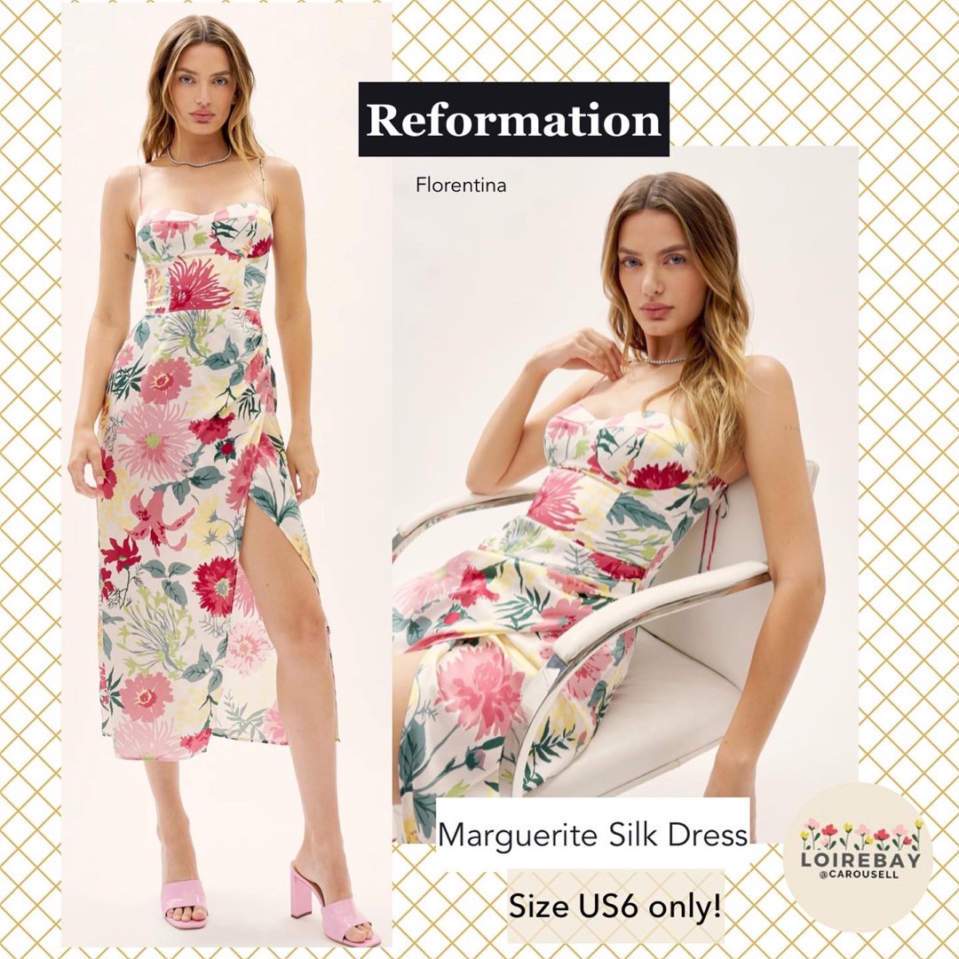 US6 Reformation Marguerite Silk Dress Florentina florals