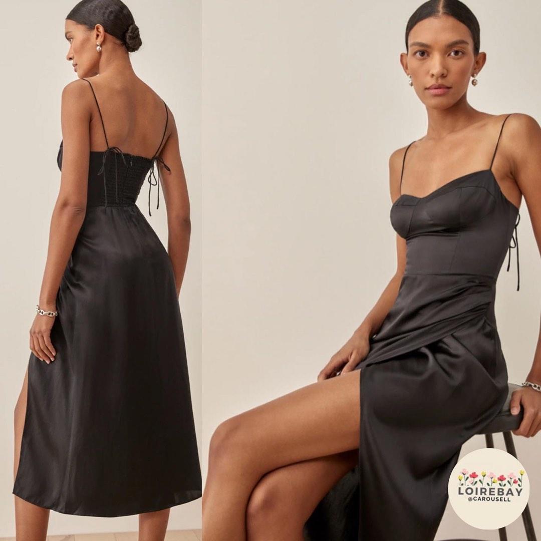 Reformation black slip dress outlet