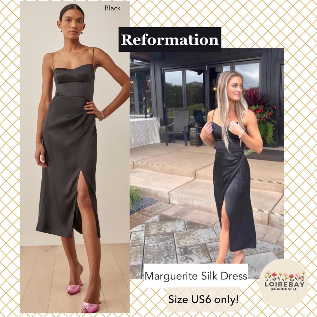 Reformation black hotsell silk dress