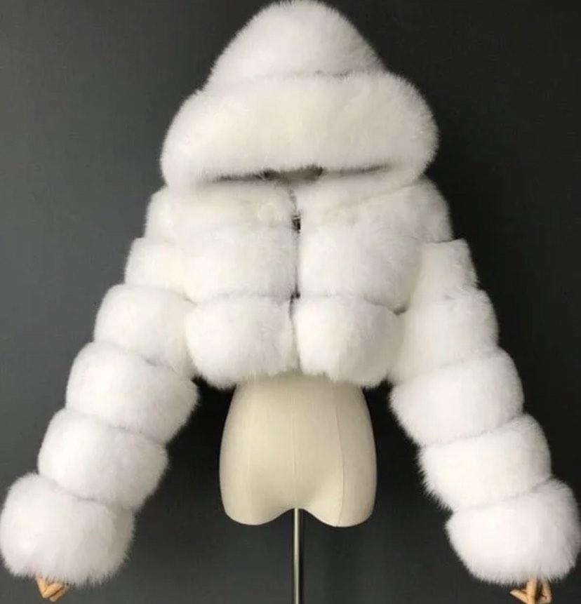 White bubble sale fur coat