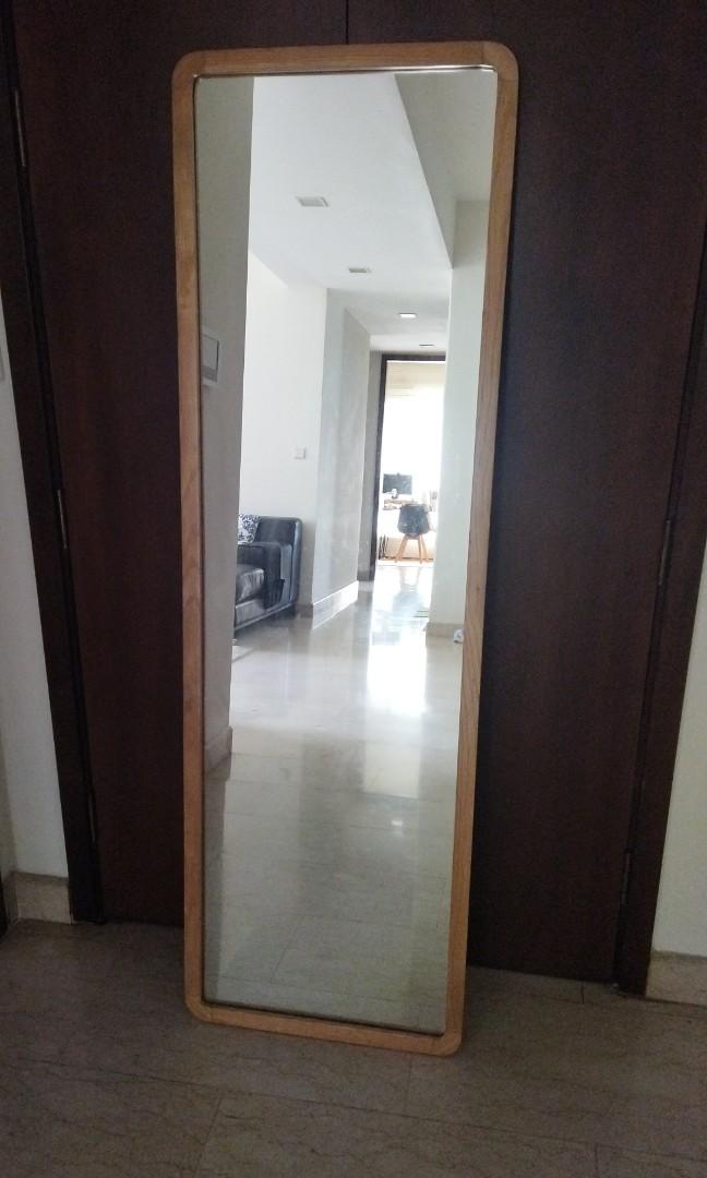 Wood frame free standing full length wall mirror, Furniture & Home