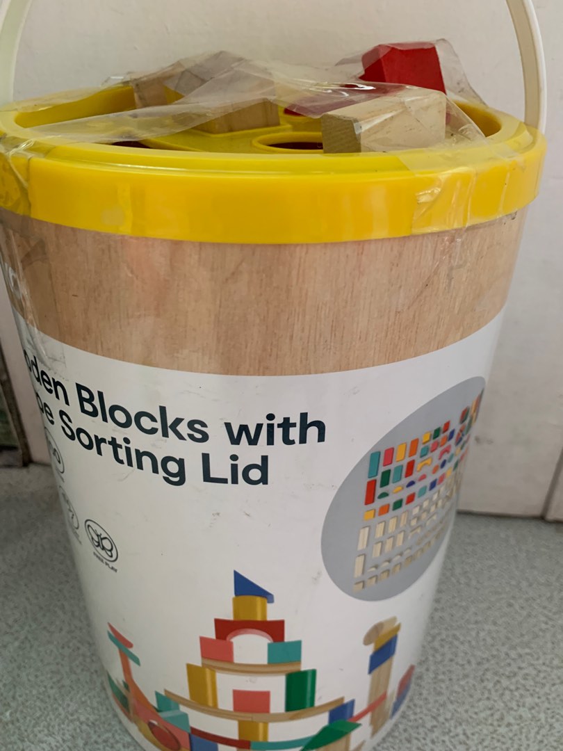 Wooden Blocks With Shape Sorting Lid, Babies & Kids, Infant Playtime on