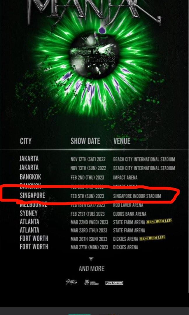 wts stray kids Singapore concert cat 1 standing pen c!!, Tickets