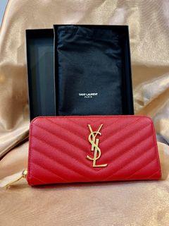 YSL/Saint Laurent /聖羅蘭 全新紅色長夾