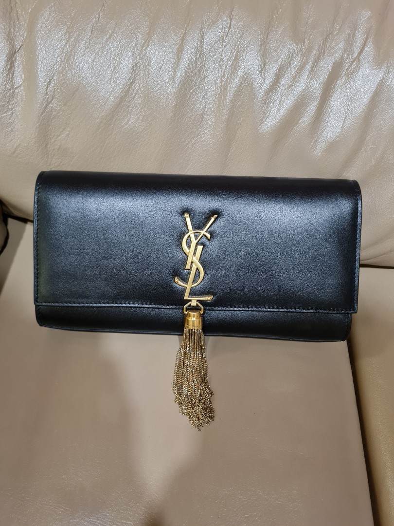 ysl black gold clutch, Women's Fashion, Bags & Wallets, Clutches on ...