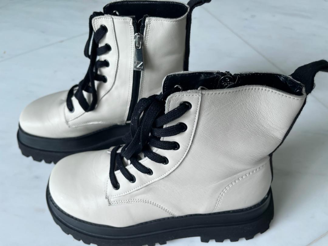 White leather boots zara hot sale