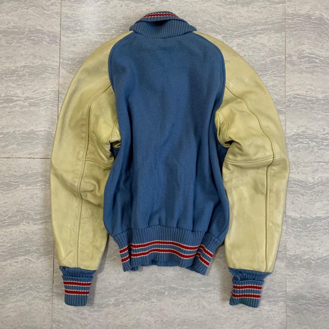 1960s Skookum Letterman Wool + Leather Varsity Jacket SkyBlue/Cream ...