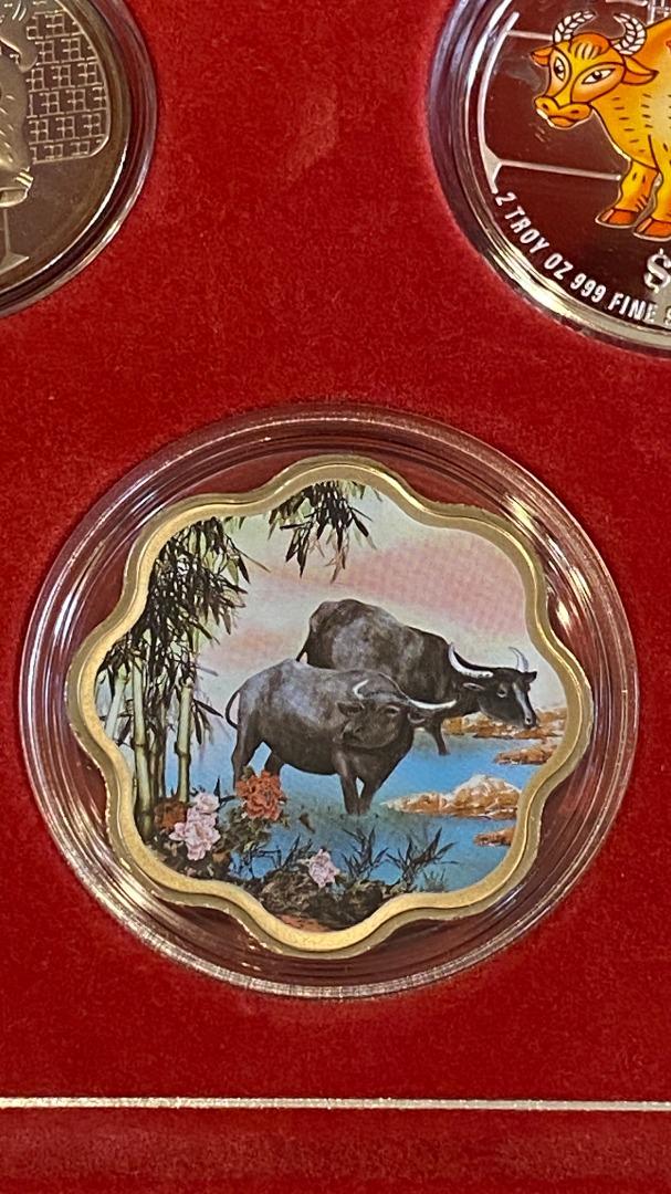 2009 Year of the Ox - 3 Coins Set with exquisite Display Box : 2 Troy ...